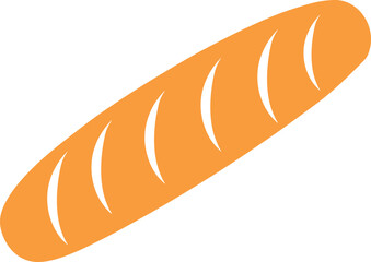 Colored French Baguette Bread Icon with Diagonal Cuts