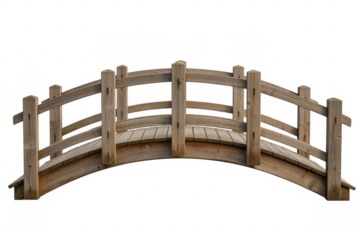 Wooden Garden Arch Bridge isolated on a transparent background