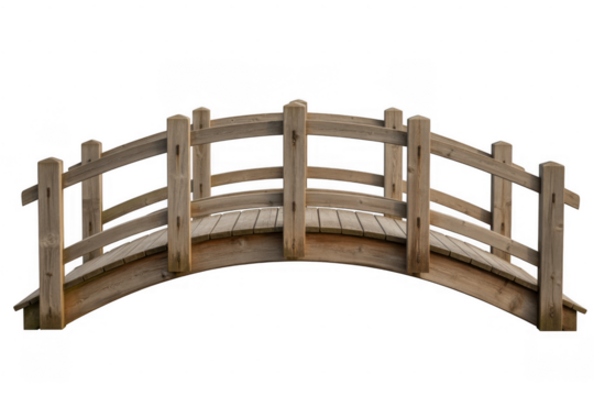 Wooden Garden Arch Bridge isolated on a transparent background