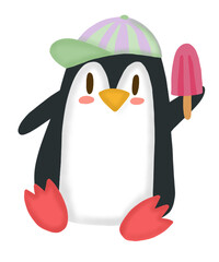 cartoon animals beach jungle penguim