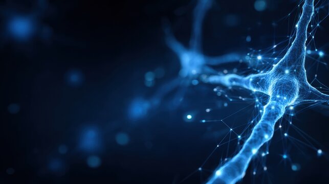 Blue neural network abstract digital science background