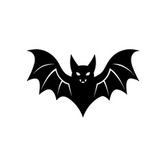 Silhouette of flying bat on transparent background