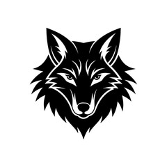 Stylized wolf head design on transparent background silhouette