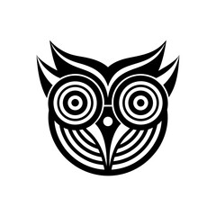 Obraz premium Stylized owl face design on transparent background silhouette