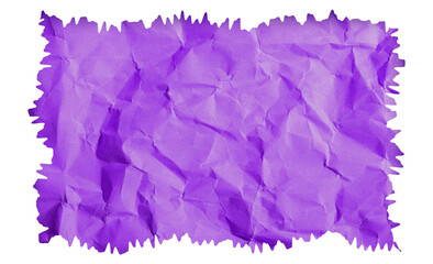 Crumpled purple paper with torn edges on transparent background design element png format, high resolution