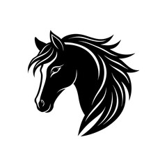 Silhouette horse drawing on transparent background