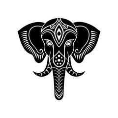Stylized elephant design on transparent background silhouette