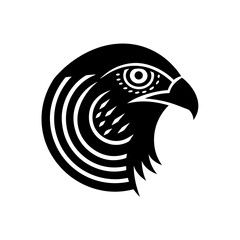 Stylized falcon profile on transparent background silhouette