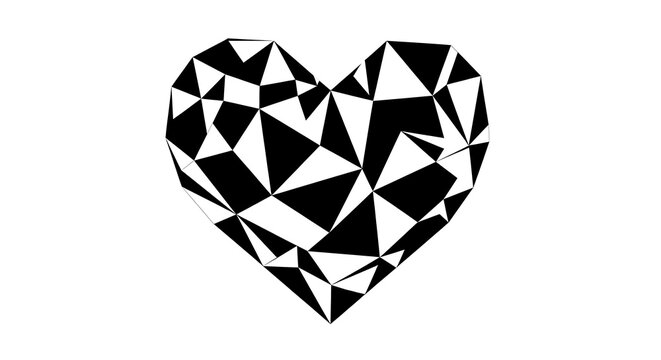 Abstract Geometric Heart Shape Black and White Pattern image photo
