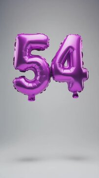 Purple balloon number 54 for birthday or anniversary party