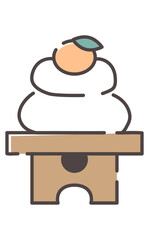 鏡餅の和風お正月飾りの手描きでかわいいイラスト