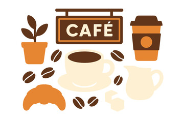 Minimal Coffee Shop Vector Set