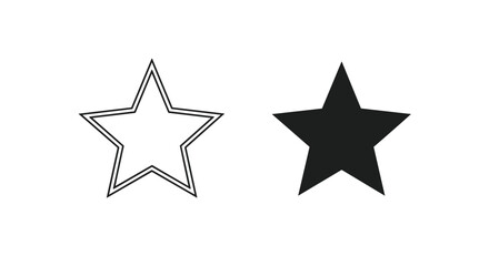 Set of two simple star icons, one as a black and white outline and the other as a solid black silhouette.