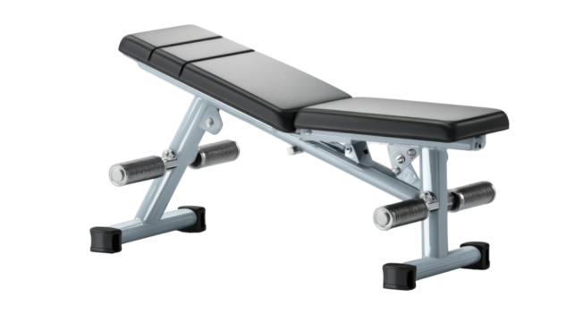 Sturdy adjustable gym bench for strength training bodybuilding exercise workouts showing durable construction and professional fitness equipment design on white background