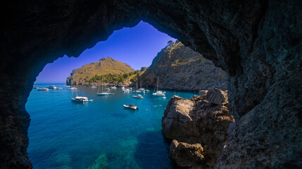 Cala Sa Calobra, Beaches of Sa Calobra, Natural Monument del Torrent de Pareis, Escorca, Mediterranean Sea, Paraje Natural de la Sierra de Tramuntana, Islas Baleares, Spain, Europe © Al Carrera