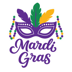 Mardi Gras Mask with Colorful Beads and Feathers ©  printhousedhaka71