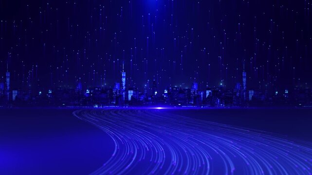 Digital metaverse artificial intelligence technology cyberspace city Smart city concept. abstract infographics technology data network connections Futuristic science fiction cityscape. Digital art 3D - Powered by Adobe