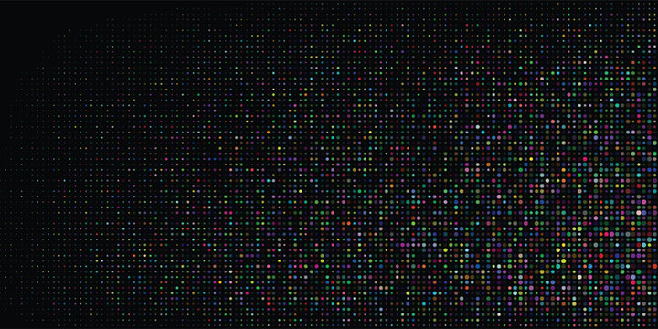 Neon multicolor dotted gradient background with pixel mosaic aesthetic and dynamic visual depth.