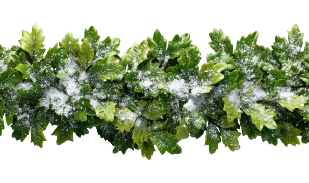 PNG Snow-dusted oak leaves garland