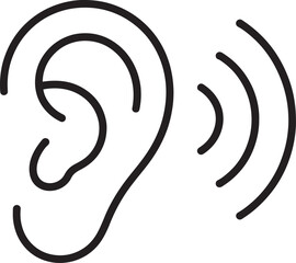 Line art illustration of an ear listening attentively to sounds