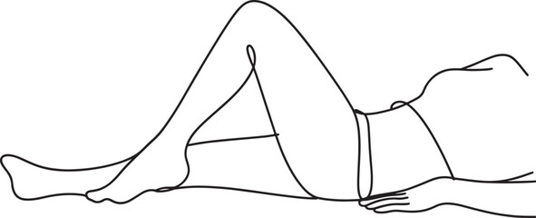 Line art woman lying down resting minimalist modern illustration concept