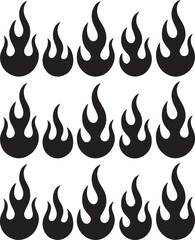 Seamless Pattern of Black Flames on White Background with Artistic Design