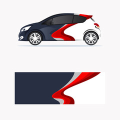 Naklejka premium car wrapping red wave line style design