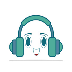Cute Kawaii Headphone Vector Pastel Colored Flat Style Music Illustration, Hand Drawn Cartoon Audio Device Icon for Listening, Entertainment, Kids Design, Podcast, and Modern Sound Theme