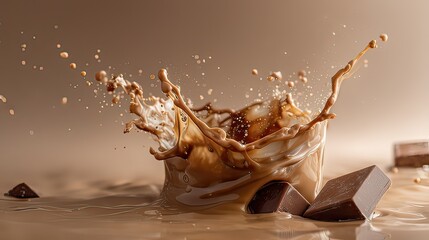Indulge in decadent chocolate splash creating tempting delight with rich flavor and creamy texture for dessert cravings