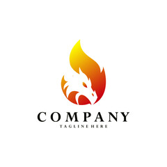 dragon fire logo design vector