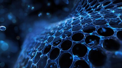 Abstract blue molecular network scientific background