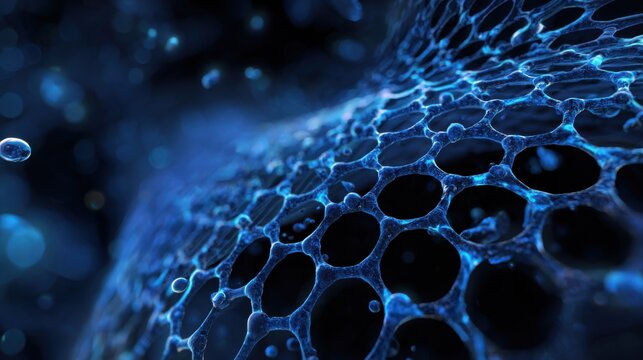 Abstract blue molecular network scientific background