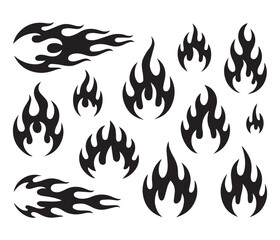 Fiery Emblem Collection: An array of dynamic flame emblems, exuding energy and boldness, perfect for design and thematic concepts.