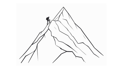 sketch of a person hiking on the mountain vector illustration