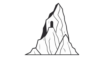 simple illustration of a dungeon in a mountain vector illustration, silhouette of a mountain with dungeon