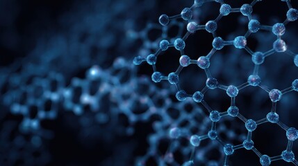 Abstract molecular structure blue glowing science background