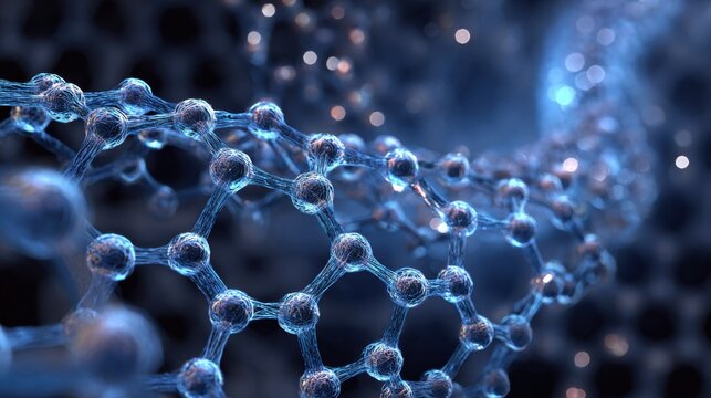 Abstract molecular structure blue glowing network