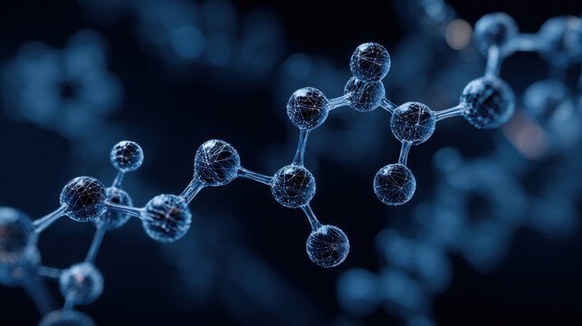 Abstract molecular structure glowing in dark