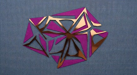 Geometric composition of magenta and copper shapes on textured surface