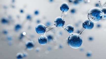 Abstract scientific molecule structure with blue spheres