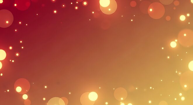 Warm orange and red bokeh lights abstract background with copy space