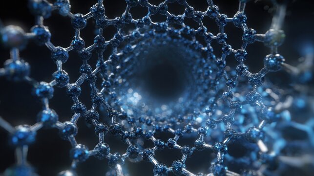 Blue molecular structure tunnel abstract background