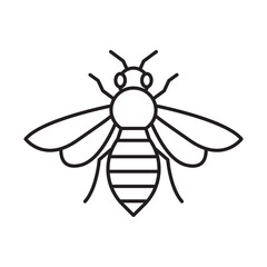 Fototapeta premium Vector bee icon illustration Cute honeybee line art Black and white bumble bee drawing Nature insect clip art Outline