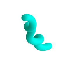 Abstract Twisted Turquoise Shape on White Background - Modern Design Element
