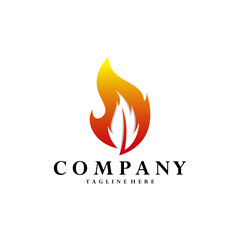 fire feather logo design vector