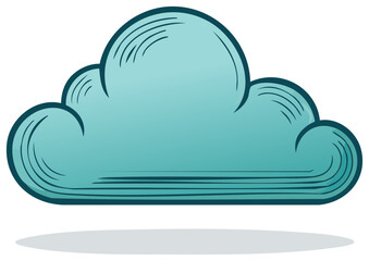 Fototapeta premium Cartoon cloud with gradient fill and outline, weather element design