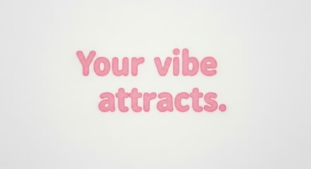 Inspirational pink text 'your vibe attracts' on white background