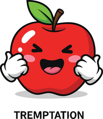 Cute Red Apple Character With Happy Face And Blushing Cheeks Holding Thumbs Up In Cartoon Style