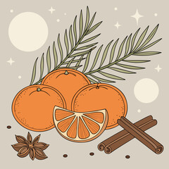 Mandarines with Pine Branches and Cinnamon