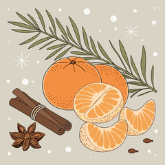 Mandarines with Pine Branches and Cinnamon